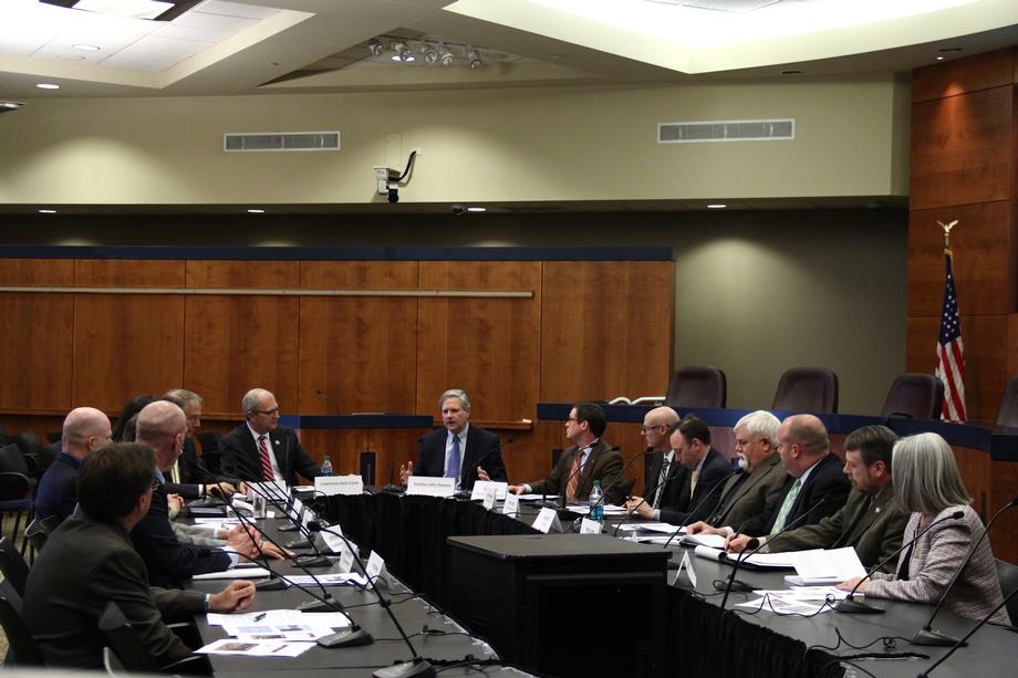 FEMA Roundtable-April 2015 - Hoeven hosts a roundtable in Fargo with FEMA's administrator for mitigation, Roy Wright, to ensure that the agency's programs are working for state and local governments, and above all, residents.