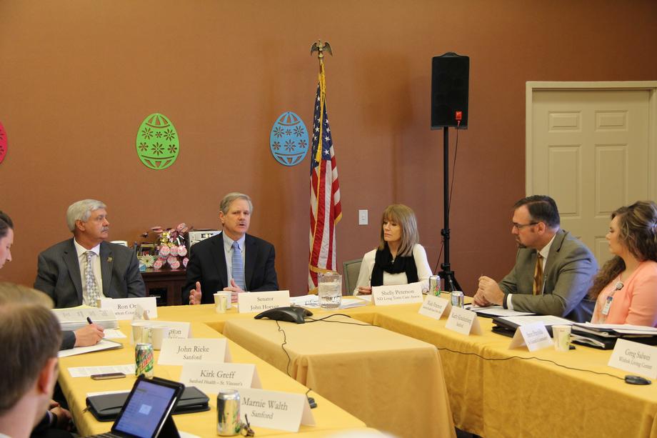 Veterans Long-Term Care Roundtable-April 2015 - Senator Hoeven hosts a roundtable to outline his bipartisan Veterans Access to Extended Care Act and his efforts to improve veterans' access to nursing homes and extended care facilities in their local communities 